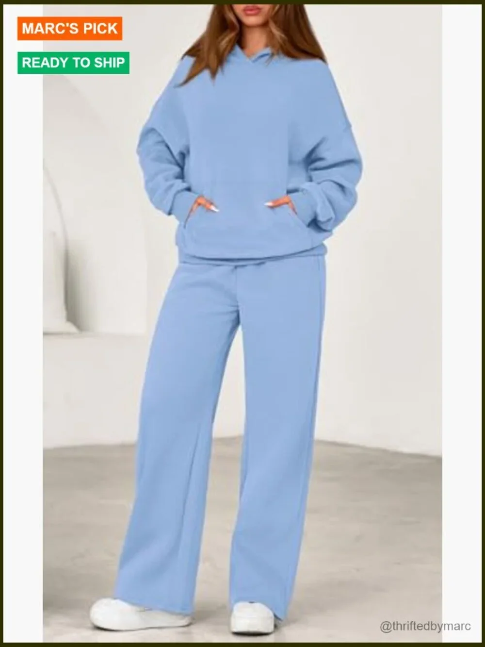 Oversized Hoodie and Wide Leg Sweatpants Matching Set, 2-Piece Lounge Outfit